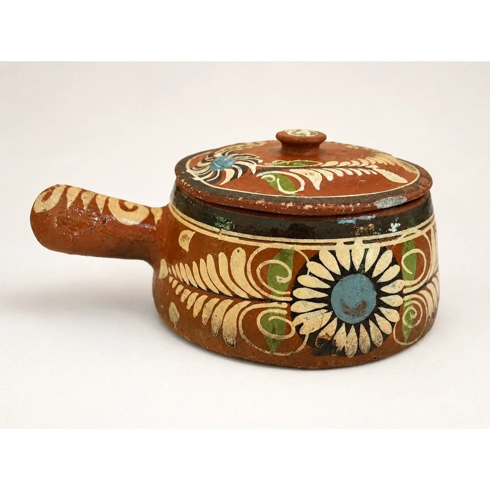Vintage Mexican Tlaquepaque Redware Pottery Lidded Pot Casserole Dish Mexico